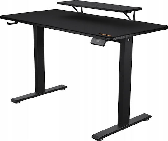 Birou de Jocuri Electric Estar 120 Din Lemn Negru cu Picioare Metalice, Înălțime Reglabilă și LED 120x60x72cm