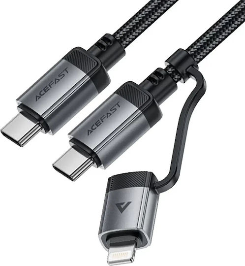 Acefast Braided USB to Type-C / Lightning Cable 3A Μαύρο 1.2m C20-01
