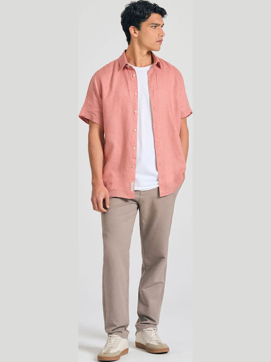 Funky Buddha Λινό Πουκάμισο Dry Peach Pink