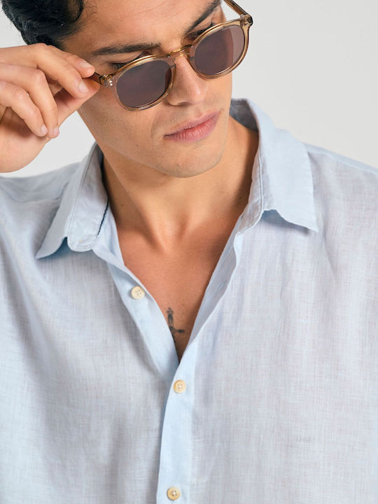 Short-sleeved Linen Shirt Ecru
