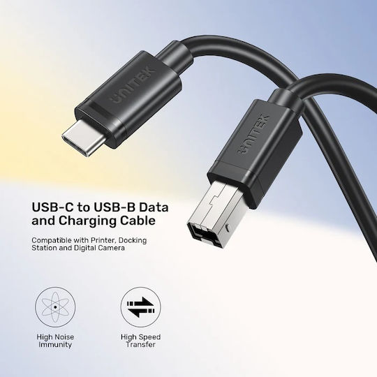 Unitek USB 2.0 Cable USB-C male - USB-B Black 1m (C14140ABK-1M)