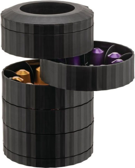 Alessi Plissé Espresso Kapselhalter mit 5 drehbaren Fächern für 40 Kapseln Schwarz