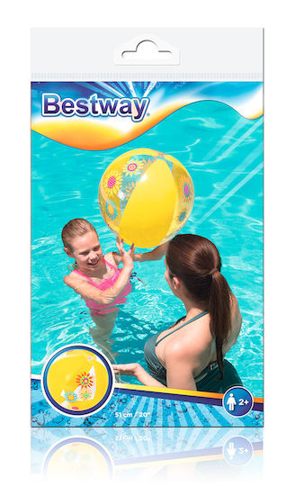 Bestway Φουσκωτή Μπάλα Θαλάσσης σε Κίτρινο Χρώμα 51 εκ.