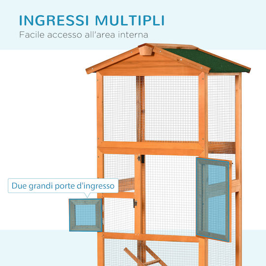 HomCom Дървена Клетка За Птици 68x63x165 См 68x63x165см