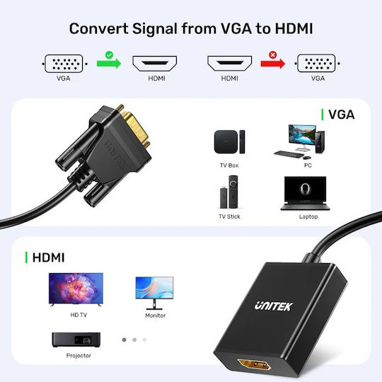 Unitek VGA Male To HDMI Female Converter 1 Piece V1112ABK