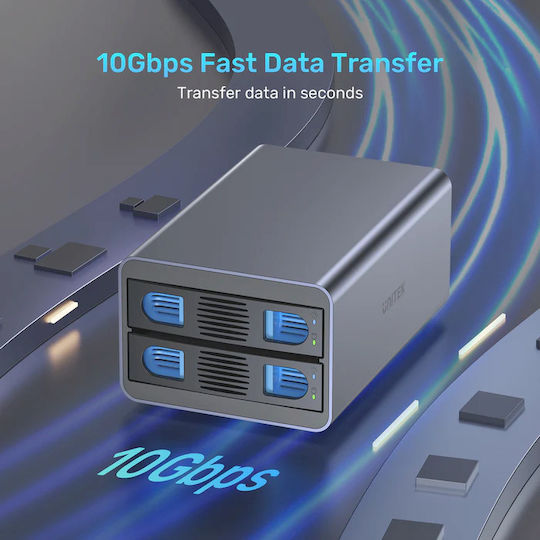 Carcasă pentru unități de stocare Unitek USB-C 2-bay Externă Sata Hdd Enclosure Raid S1308c