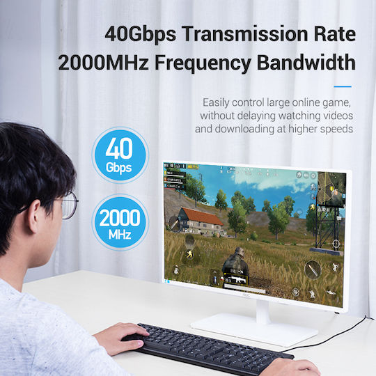 Vention Flat S/FTP Cat.8 (40Gbps) Καλώδιο Δικτύου Ethernet 0.5m Μαύρο