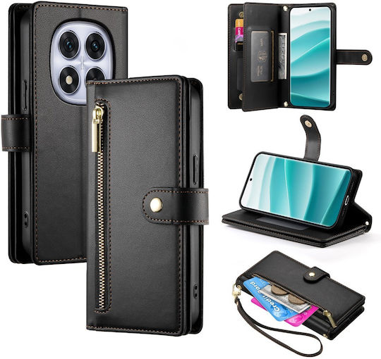 Husă Flip Neagră cu Buzunar cu Fermuar pentru Xiaomi Redmi Note 14 Pro 5G Poco X7 5G
