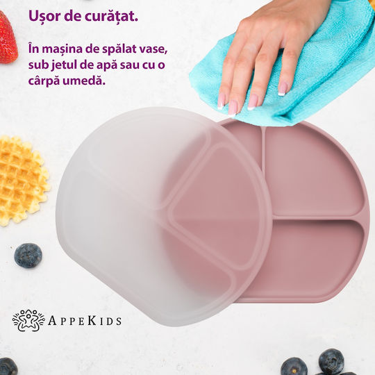 AppeKids Παιδικό Πιάτο Φαγητού από Σιλικόνη Ροζ
