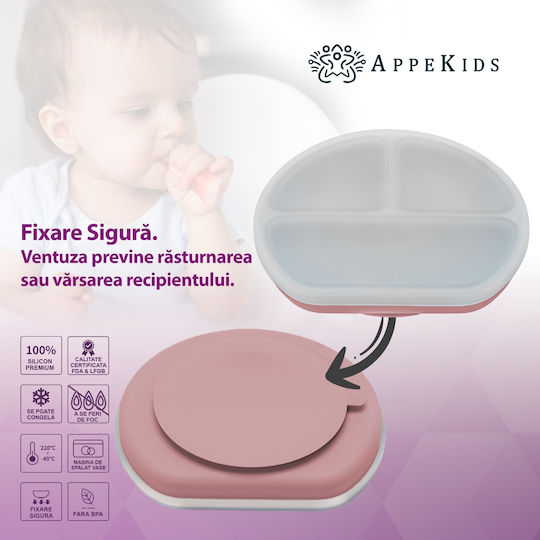AppeKids Παιδικό Πιάτο Φαγητού από Σιλικόνη Ροζ
