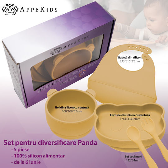 AppeKids Set Essgeschirr aus Silikon Beige 6Stück
