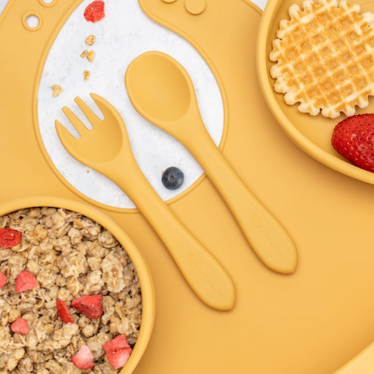 AppeKids Set Essgeschirr aus Silikon Beige 6Stück
