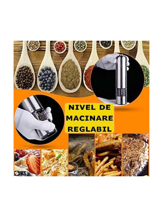 Ηλεκτρικός Μύλος Αλατιού Inox σε Ασημί Χρώμα 5cm