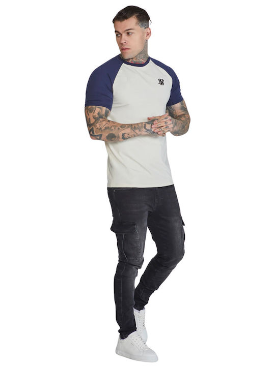 Tricou Raglan Siksilk Alb Albastru Ss-26908