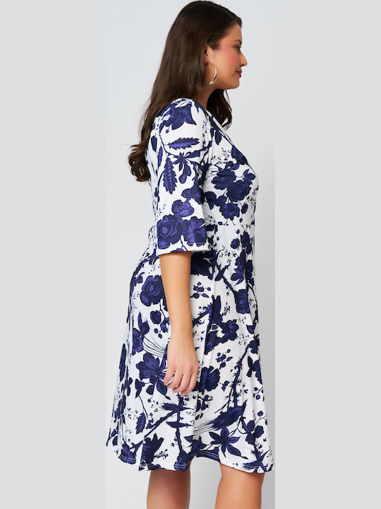 Sommer Midi Kleid Wickel Weiß