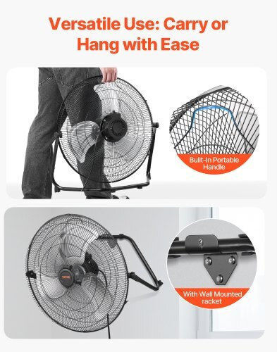 Vevor Ventilator De Pardoseală Putere 72W Diametru Ventilator 50.8cm Negru