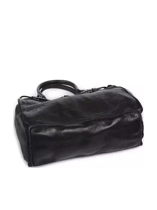 Leder Damentasche Schultertasche Schwarz