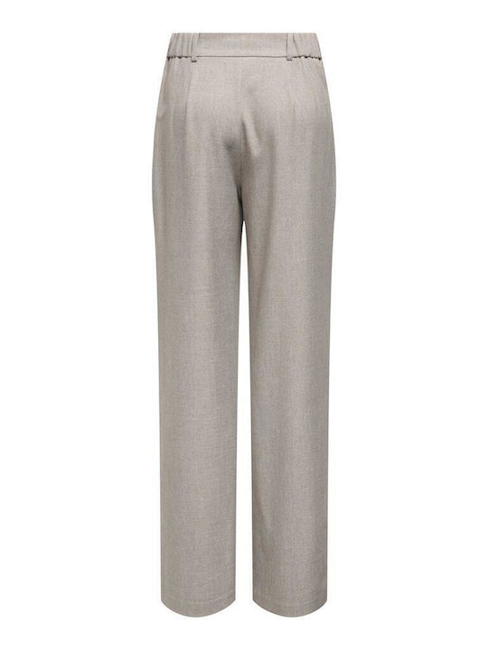 Hw Women's Fabric Trousers Straight Line Greige