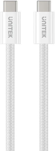 Unitek Magnetic / Retractable / Braided USB 2.0 Cable USB-C male - USB-C 100W PD Λευκό 1m C1414AWH-1M