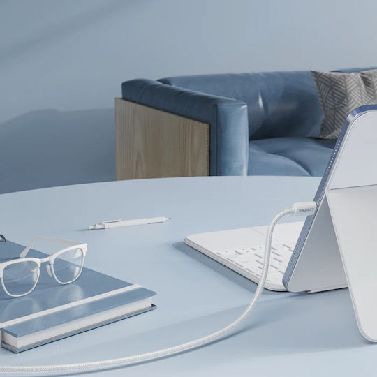 Unitek Magnetic / Retractable / Braided USB 2.0 Cable USB-C male - USB-C 100W PD Λευκό 1m C1414AWH-1M