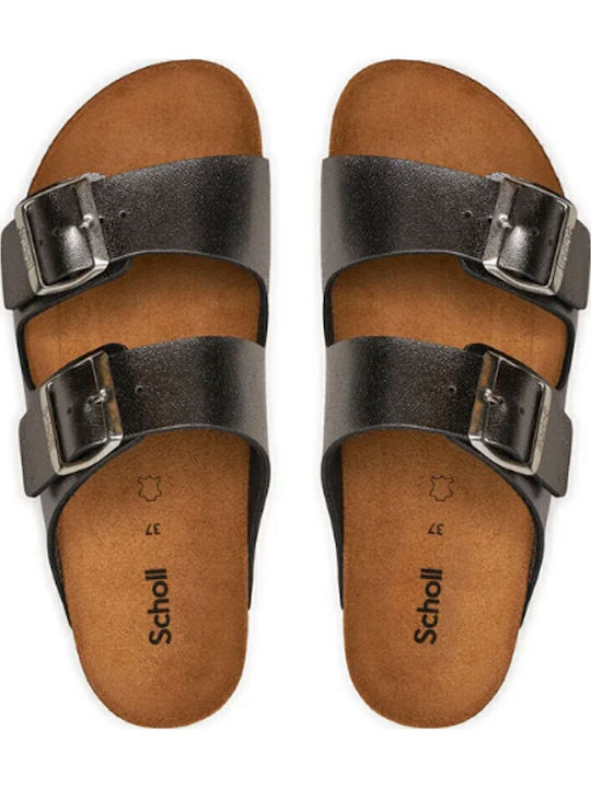 Josephine Leather Women's Flat Sandals in Gray Color
