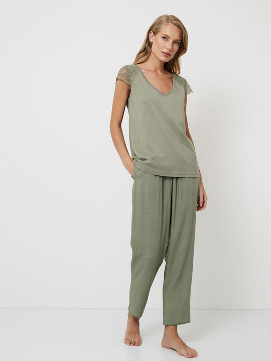 Aruelle Sommer Damen Pyjama-Set Green