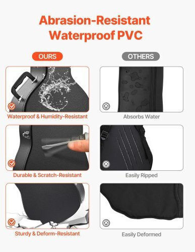 Vevor Waterproof Suitcase Acoustic Guitar Padded Black