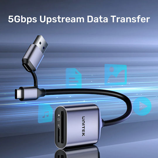 Четец Unitek Unitek Четец На Карти Памет Sd4.0 Micro Sd4.0 2в1