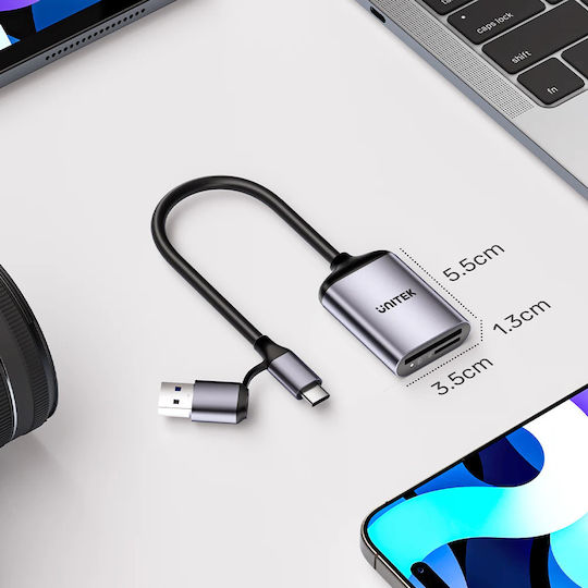 Четец Unitek Unitek Четец На Карти Памет Sd4.0 Micro Sd4.0 2в1