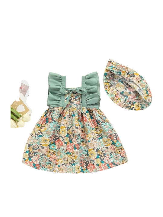 Children's Dress Sleeveless Floral Set with Accessories Floral