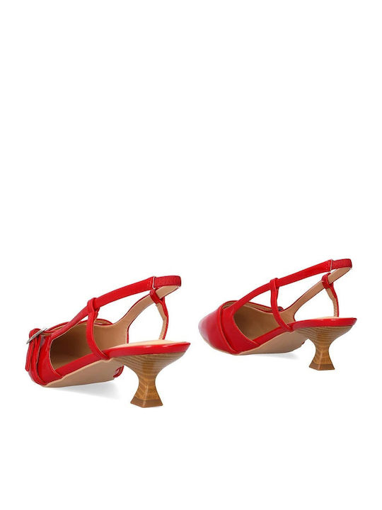 Pumps mit Riemchen & Dünn flacher Absatz Rot