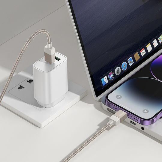Hoco X110 Honorific Braided USB-C to Lightning Cable 27W Χρυσό 1m