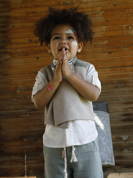 Baptism Suit for Boys Theodosis Beige-Green 1730 Bambolino Bmb-1730