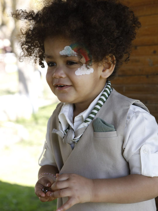Baptism Suit for Boys Theodosis Beige-Green 1730 Bambolino Bmb-1730