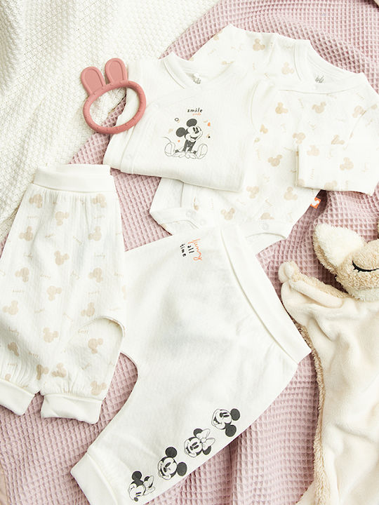 Pantaloni De Trening Pentru Copii Albi 2 Bucăți Mickey Mouse