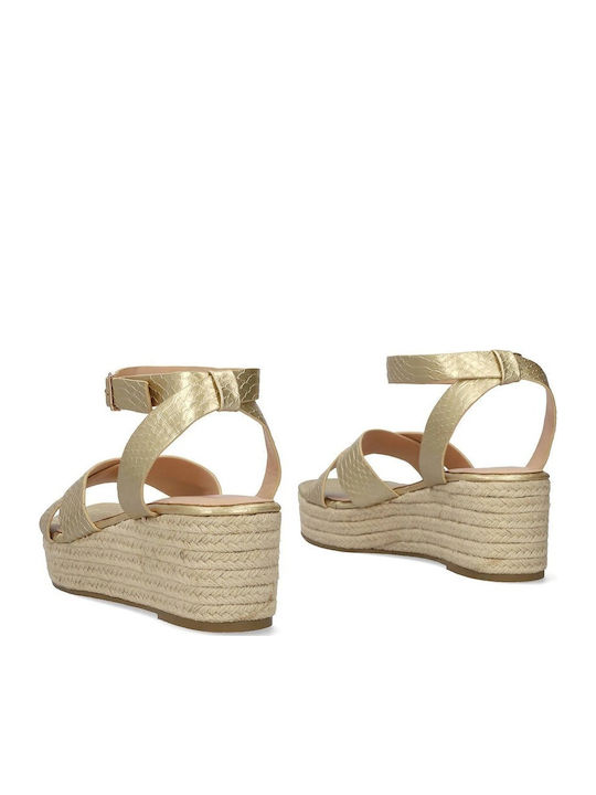 Women's Ankle Strap Platforms Gold
