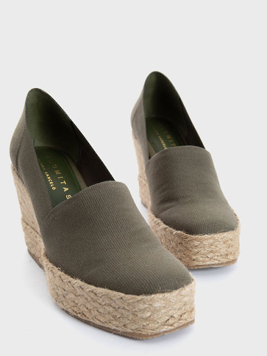 Damenplattformen im Espadrilles-Stil Khaki