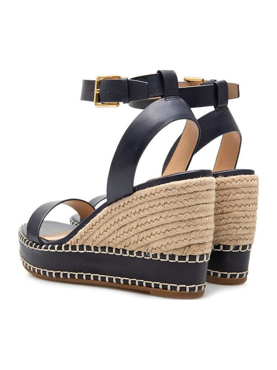 Women's Leather Platform Espadrilles Black