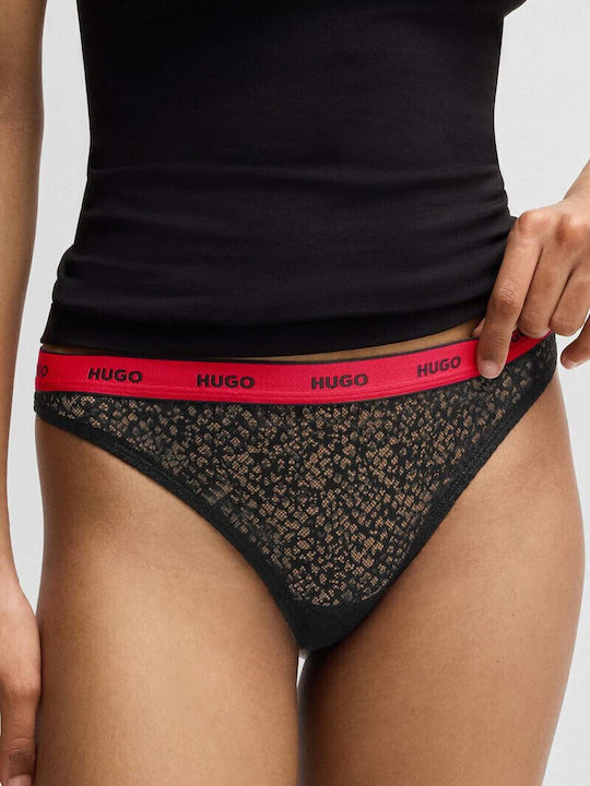 Women's String 3Pack with Lace Black
