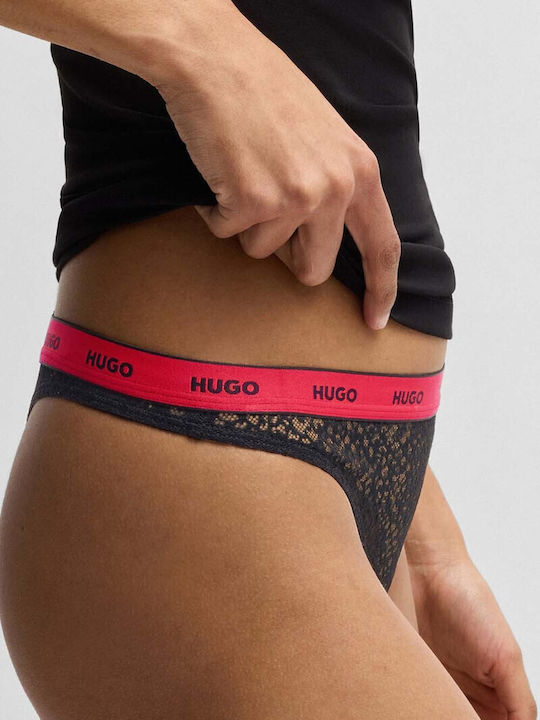 Women's String 3Pack with Lace Black