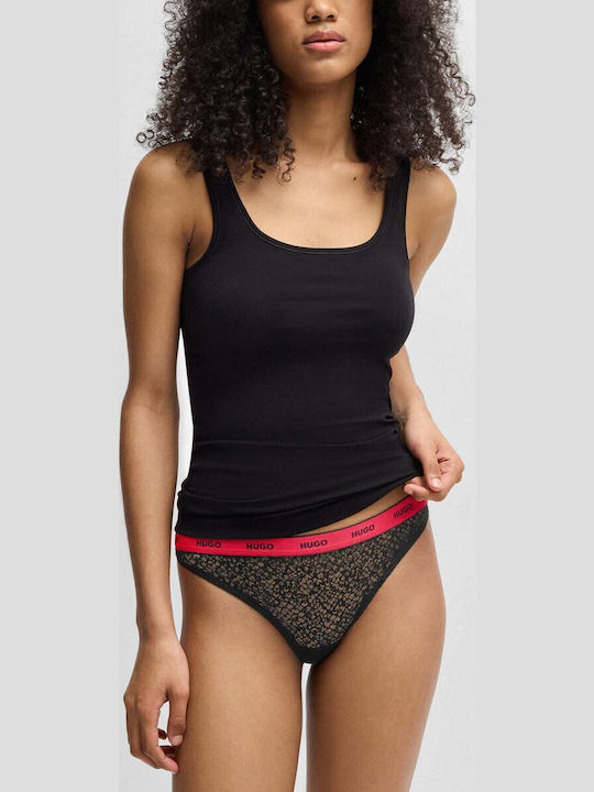 Women's String 3Pack with Lace Black