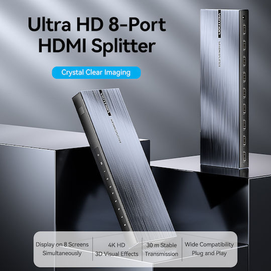 Vention HDMI Splitter 8-Port 4K 1.4 W UK PSU Akqb0-uk