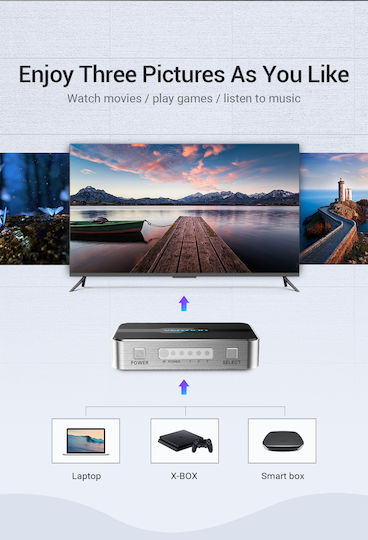 Vention HDMI Switch 3-Port 4K 2.0 mit Fernbedienung Afoh0