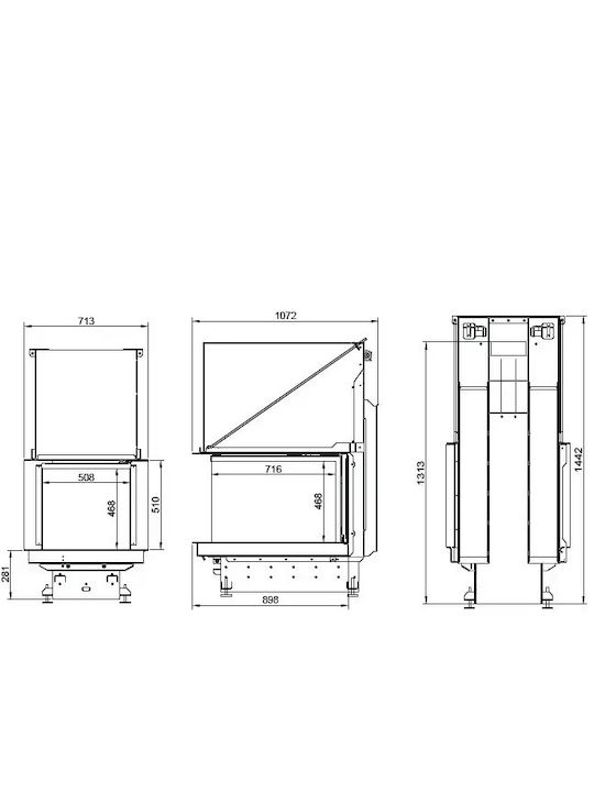 A. Caminetti Crystal 3D 50/70 Premium Șemineu cu inserție Lemn 14kW Trei fețe cu ușă glisantă de cabinet