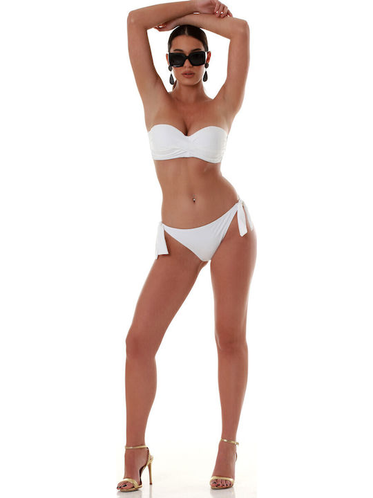 Bikini Bra with Detachable & Adjustable Straps White
