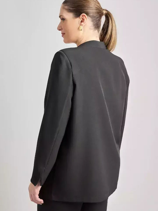 Dina Lung Blazer pentru femei Crep Sacou Black