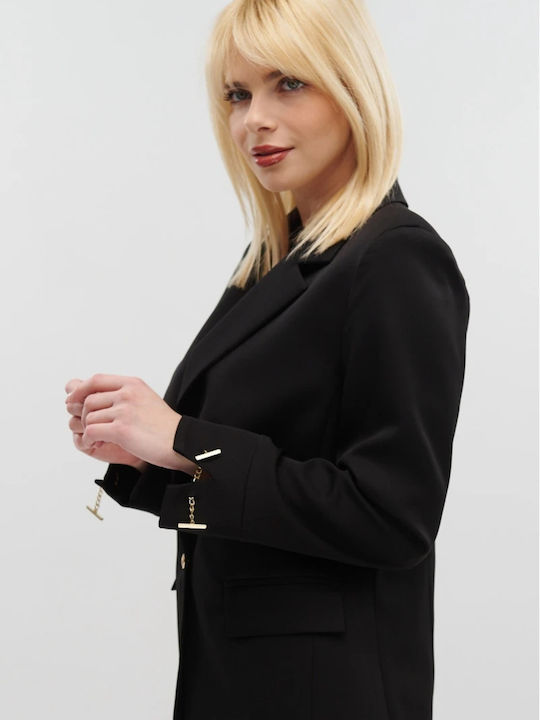 Fibes Blazer pentru femei Cu talie Sacou Black