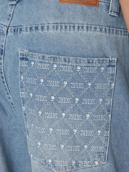 Ανδρικό Παντελόνι Τζιν με Relaxed Baggy Εφαρμογή Medium Blue, Μπλε