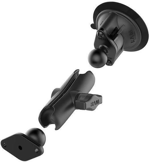 RAM Mount Twist-Lock Suction Cup Double Ball Mount Suport Auto pentru Telefon cu carcasă Neagră