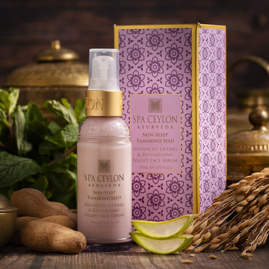 Spa Ceylon Skin-Sleep Tamarind Seed Beruhigend & Anti-Aging Serum Gesicht & Augen mit Hyaluronsäure für Straffung & Strahlkraft 30ml